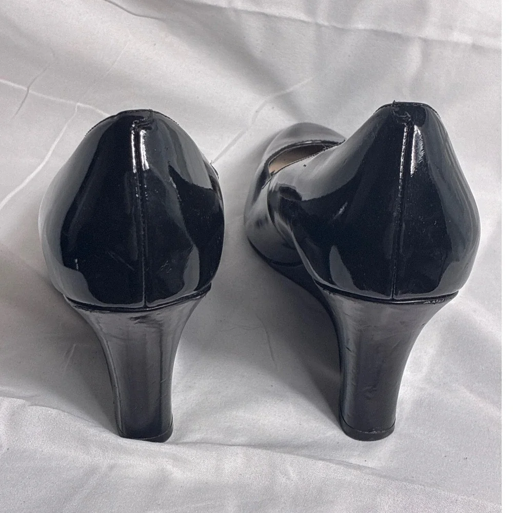 Cole Haan Grand.OS Black Patent Leather Wedge Pumps Shoes W00361‎ Womens 10B